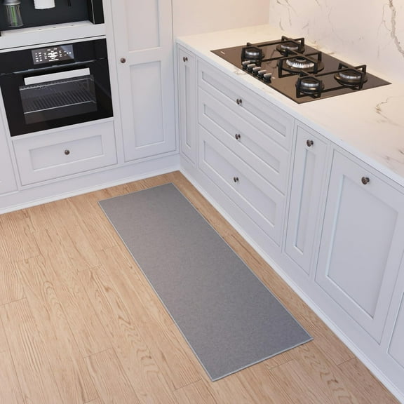 Ottohome Collection Non-Slip Rubberback Modern Solid Design 2x5 Indoor Runner Rug, 20" x 59", Gray