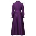 thumbnail image 2 of Afinprain Women's Clergy Dress Long Sleeve A-Line Maxi Dress with Belt and Tab Collar, 2 of 8