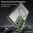 thumbnail image 4 of Case for Galaxy S24 Ultra,Full-Body Rugged Carbon Fibre Protective Clear Back Hybrid Magnetic Wireless Charge Shockproof Protector Phone Case for Samsung Galaxy S24 Ultra 5G,6.8 inch 2024 (Green), 4 of 18