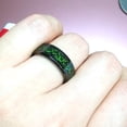 thumbnail image 4 of 8mm Titanium Rings Celtic Dragon Wedding Band Carbon Fiber and CZ Inlay Polished Finish Edge Comfort Fit for Men Women, 4 of 5