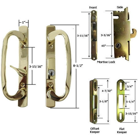 Sliding Glass Patio Door Handle Kit With Mortise Lock And Keepers