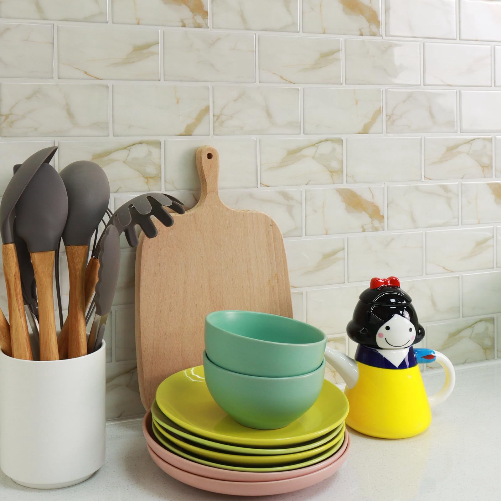 10-sheet Subway Tile Peel And Stick Backsplash  Self Adhesive Vinyl Wall Tiles On For Kitchen Bathroom(thicker Design)