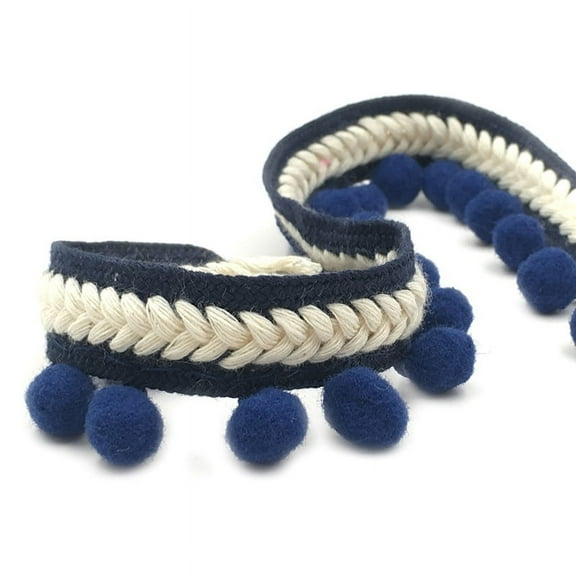 XmhyTop Curtain Tassel Fringe Trim Braided Sewing Ribbon Upholstery Fabric Roll -Dark Blue
