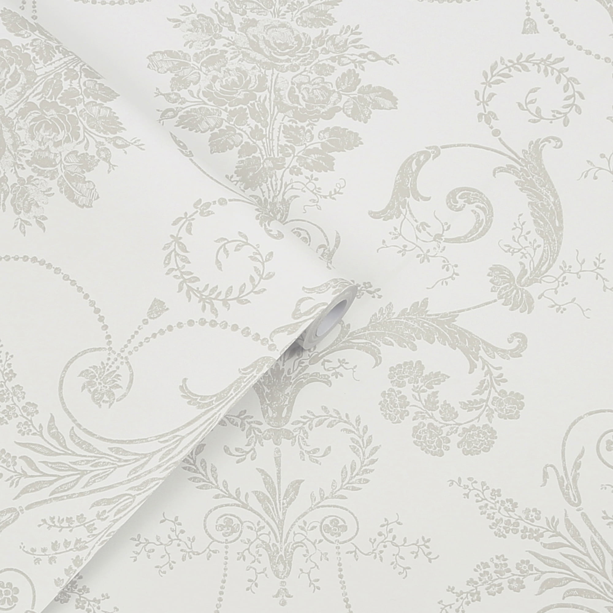 Laura Ashley Josette Dove Grey and White Wallpaper