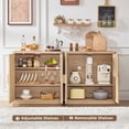thumbnail image 3 of 2 Pcs Leyaoyao Accent Storage Cabinet with Rattan Doors, Small Sideboard Boho Buffet Kitchen Coffee Bar Cabinet for Dining Room, Natural Oak, 3 of 9