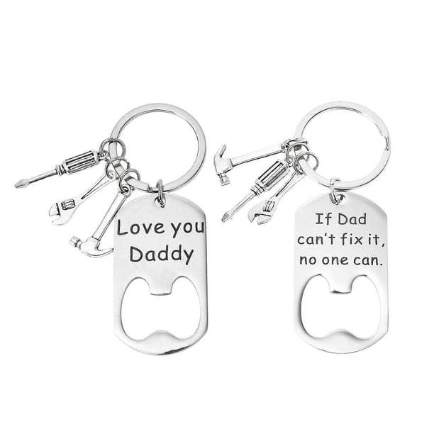 2pcs Stainless Steel Keychains Bottle Opener Pendant Key Ring Father's Day Gift
