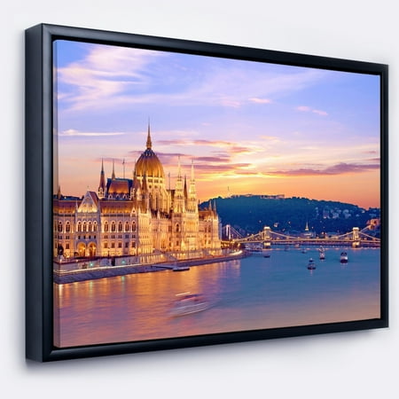 design art designart parliament and bridge over danube cityscape framed canvas print