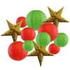 Just Artifacts 12pcs Christmas Star Paper Lantern Decoration Kit (Color: North Pole Party)