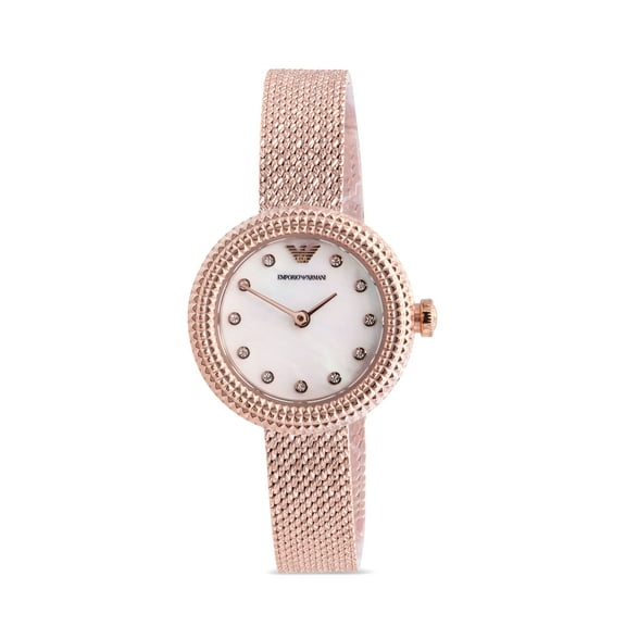 Emporio Armani Rose Gold-Tone Mesh Ladies Watch