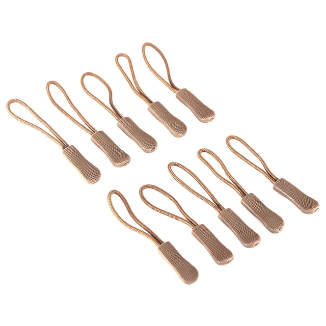 Clothes Zipper Rope Edc Zipper Cord Zipper Pulls Cord 10x Zipper Pulls Slider Cord Rope Puller Ends Lock Zip Clip Buckle For Bag EDC Khaki