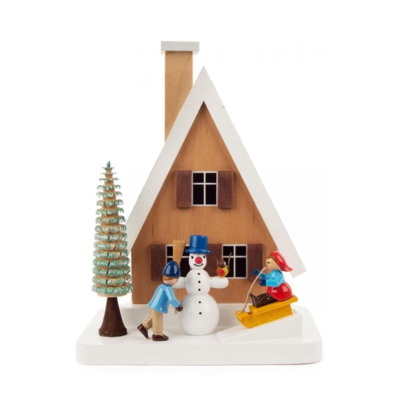 7" Richard Glaesser Smokehouse with Snowman Christmas Incense Burner