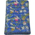 thumbnail image 4 of Indian Handmade Cotton Paradise Print Kantha Quilt Tribal Bed Cover Bedspread Blanket Picnic Throw Coverlet Reverisble Bed Throw(Blue Queen 90X108 Inches), 4 of 4