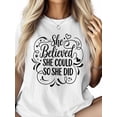 thumbnail image 3 of Women's T-Shirt She Believed She Could So Did Simplle Short Sleeve Casual Tee Classic Crew Neck T Shirt for Women White, XL, 3 of 7