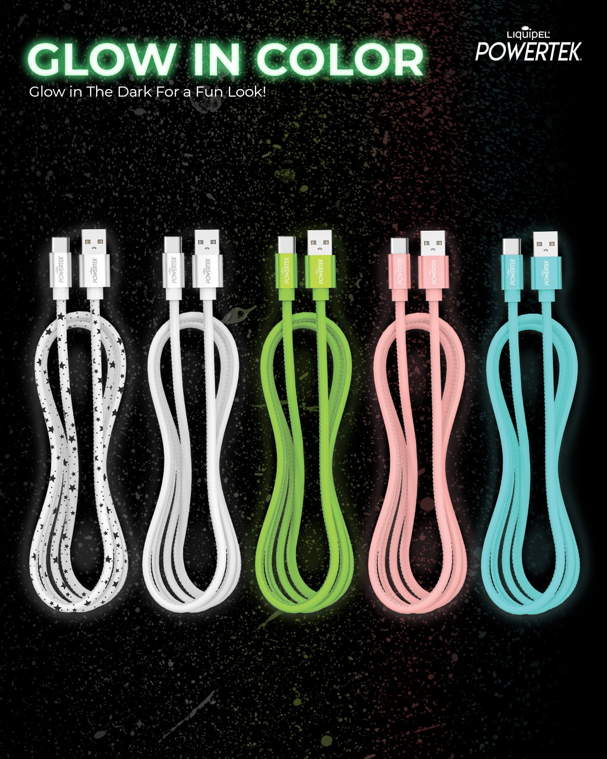 Liquipel TYPEC GLOW 5' Type A to Type C Cable, Blue