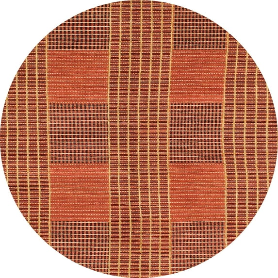 Ahgly Company Machine Washable Indoor Round Abstract Indian Saffron Orange Area Rugs, 7' Round