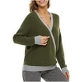 thumbnail image 3 of Yuyuzo Sweater Blouses Long Sleeve V Neck Pullover Patchwork Knit Tops Fall Winter Casual Solid Color Sweaters, 3 of 5