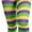 Rainbow - Purple, Green, & Yellow, variant on Women's Full Footed Wide Striped Tights - Rainbow Green - One Size