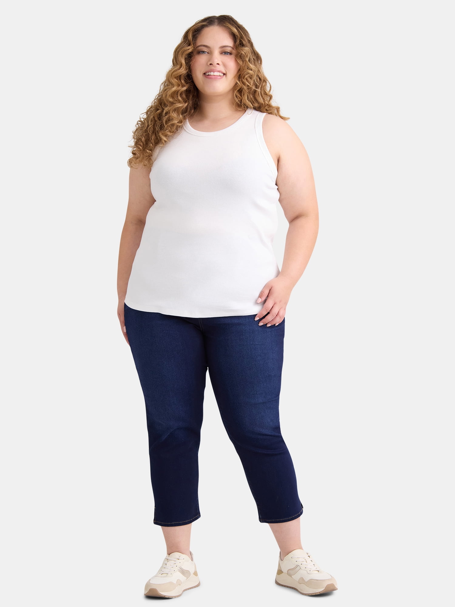 Terra & Sky Women's Plus Size High Neck Rib Tank Top, Sizes 0X-4X