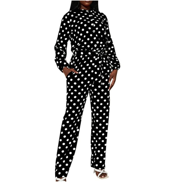 Mono de botón de encaje sexy de manga larga con estampado de puntos casual de moda para mujer Fridja alkflakhf37604