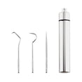 thumbnail image 1 of Ensemble de Cure-Dents Réutilisables Écologiques en Acier Inoxydable 304 et Aluminium - Conception Longue de 3 Pcs avec Étui de Rangement Portable pour Soins Buccaux, Outils de Nettoyage Dentaire Durables et Antirouille, Plusieurs Options Offertes, 1 of 5