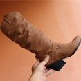 thumbnail image 6 of Fesfesfes Boots for Teen Girls Retro Belt Buckle Knee Length Increased Warmth Thick Heel High US:6(37), 6 of 6