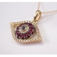 thumbnail image 4 of Lakshya Jewel LLC Women Round Cut Red Cubic Zirconia Evil Eye Pendant Chain 14K Yellow Gold Plated, 4 of 4