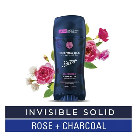 Secret Essential Oils Invisible Solid Antiperspirant & Deodorant Rose and Charcoal - 2.6oz