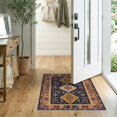 thumbnail image 1 of ODIKA 2'x3' Navy Gold Elegance With Timeless Patterns Washable Accent Rug Intricate Geometric Design Inspired by Antique Art Pet Friendly, Bedside Mat for Bedroom, Nursery, RV, 1 of 6