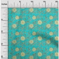 thumbnail image 1 of oneOone Cotton Jersey Turquoise Green Fabric Leaves & Flower Floral Sewing Material Print Fabric By The Yard 58 Inch Wide, 1 of 4