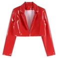 thumbnail image 3 of Alvivi Faux Leather Jacket For Women Open Front Moto Biker Coat Short PU Motorcycle Outwear Red M, 3 of 7