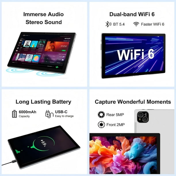 ATMPC Tablet 10 inch Android 14 Tablet with Octa Core Processor