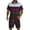 Brown, variant on Men's 2 Piece Outfits Beach Matching Sets Print Striped Button up Short Sleeve Shirt And Drawstring Shorts Summer Beach Sets Brown S