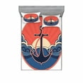 thumbnail image 2 of Ambesonne Nautical Fitted Sheet & Pillow Sham Set, Sea Waves at Sunset, Twinxl, Red Blue Yellow, 2 of 3