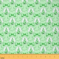 Feelyou Cartoon Christmas Tree Fabric by the Yard 10 Yards, Green Princess Bowknot Room Decor Fabric by the Yard, Teen Happy Holiday Fabric for Sewing, Microfiber Bedroom Decor