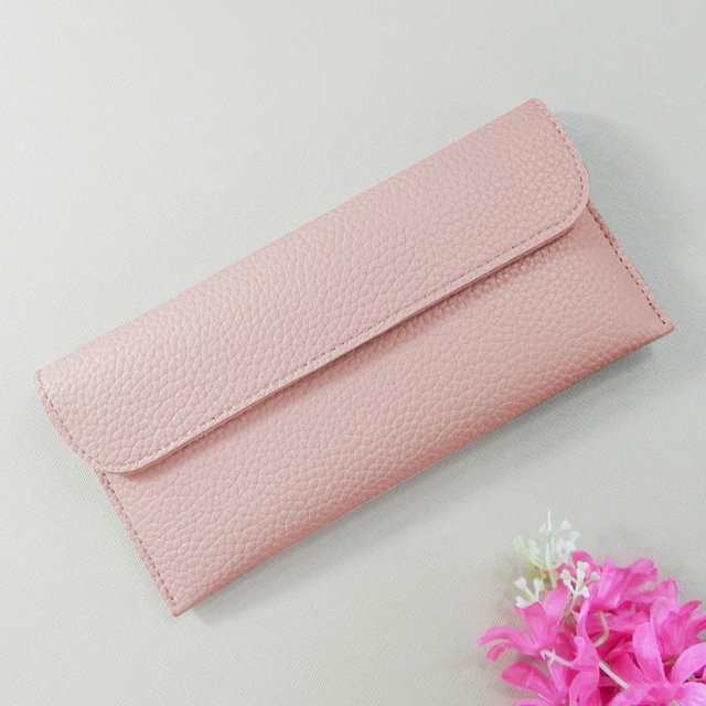 Bolso de mujer Cartera larga de mujer Bolso de moda para mujer Cartera fina para estudiantes Monedero con hebilla simple