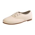thumbnail image 2 of IEMIEMIEM Women's Faux Leather Oxford Flats Slip On No Laces Round Toe Casual Loafers Retro Soft Flat Walking Dress Shoes Beige 7 Wide, 2 of 6