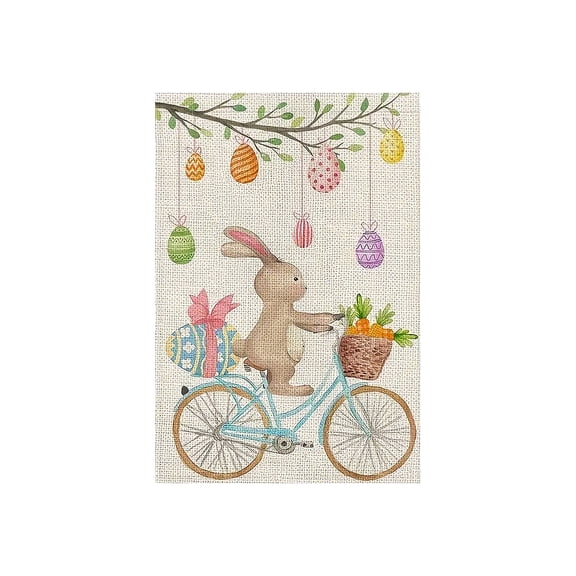 Easter Welcome Garden Flag 12x18 Inch Vertical Double Sided Spring Easter Bunny Eggs Small Flags Farmhouse Outside Decoration for Yard (C)