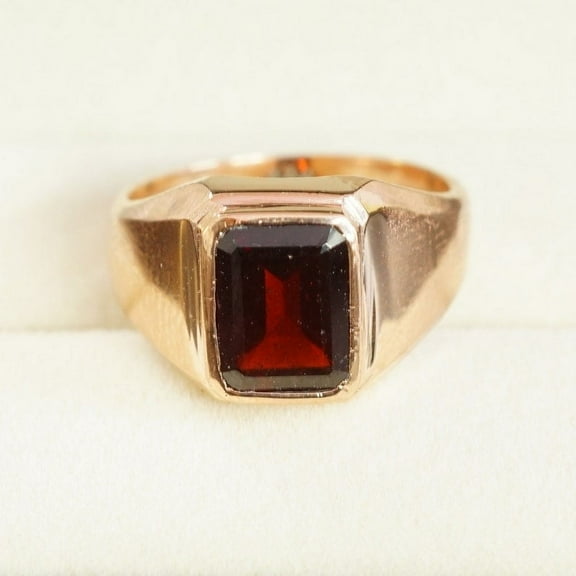 14K Rose Gold Plated Garnet Ring For Men, 925 Sterling Silver Ring, Handmade Ring, Grooms Ring, AAA Quality Ring, Statement Ring, Personalised Ring Gift
