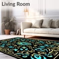 thumbnail image 2 of ODIKA 4'x6' Machine Washable Non-Slip Area Rug, Vibrant Peacock Feather Latch Hook Kit DIY Needlework Embroidery High Traffic Rug with Pad, Black, 643150, 2 of 8