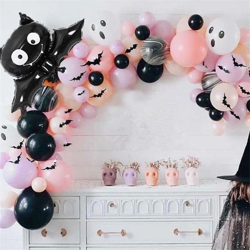 77pcs Pink Halloween Balloons Garland Arch Kit Bat Balloon Spooky