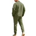 thumbnail image 4 of Men's Casual Sports Suede Business Button-down Jacket and Pants Suit, for Winter Formal Events and Professional Wear,Army Green,L, 4 of 4