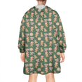 thumbnail image 2 of Wearable Oversized Blanket,Green Christmas Gingerbread and Tree Pattern Wearable Blanket Hoodie for Adults,Cozy Hooded Blankets with Super Pockets,Super Warm Fuzzy Pullover for Women & Men, 2 of 6
