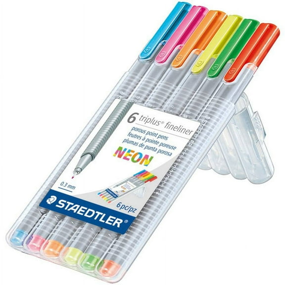 Staedtler Triplus Fineliner 334 Drawing Pens: Neon, 6 Pens
