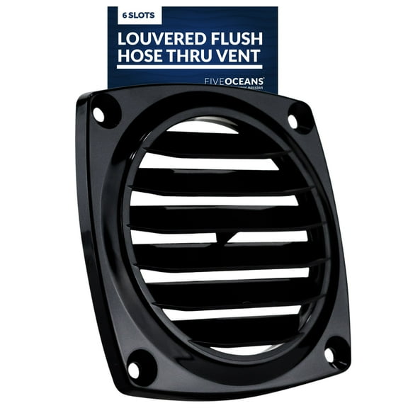 Five Oceans 6-Slotted Louvered Flush Hose Ventilators, 3-Inch Ventilation Area Diameter, Black ABS Plastic, 2 Pack - FO1675