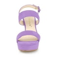 thumbnail image 6 of BLISSFUL STEP Women's Platform Heels Chunky Heel Slingback Open Toe Sandals Purple 7.5, 6 of 8