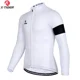 thumbnail image 2 of Maillot de ciclismo X-TIGER para hombre, color blanco, manga larga, transpirable, secado rápido, cremallera completa con 3 bolsillos traseros, ropa para bicicleta de carretera, 2 of 5