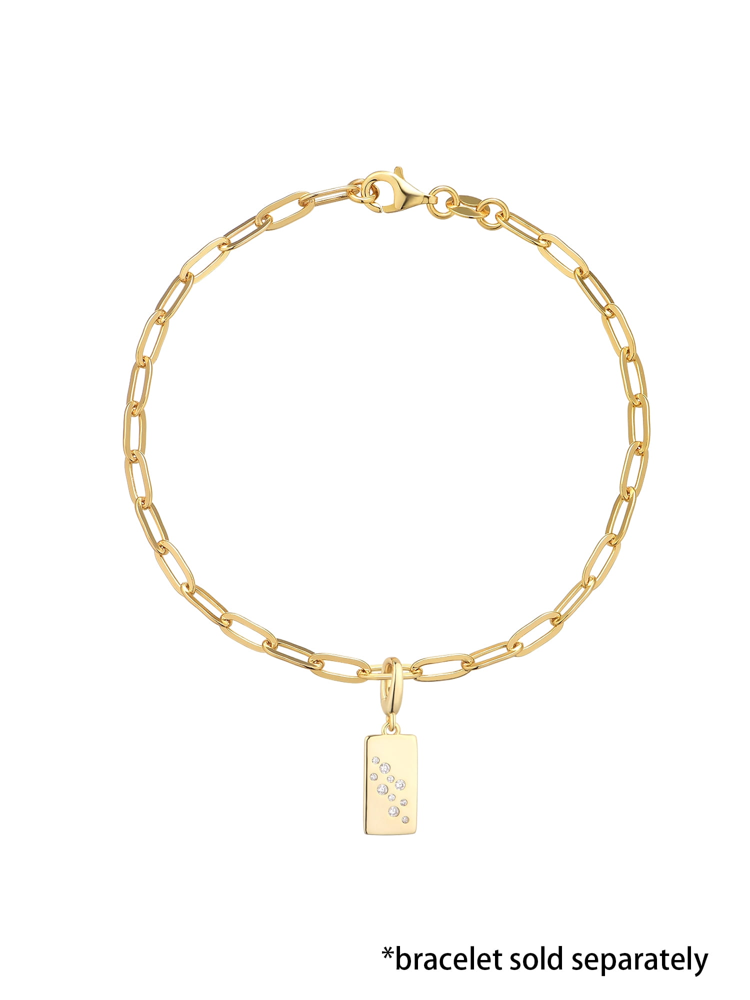Brilliance Fine Jewelry Simulated Diamonds Rectangle Charm in 14KT Gold Plated Sterling Silver