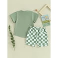 thumbnail image 5 of FEORJGP Toddler Boys 2 Piece Outfits 0-3Y Infant Baby Letter Print Short Sleeve T-Shirt Crew Neck Tops and Elastic Checkerboard Shorts for Loose Casual Summer Clothes Set, 5 of 9