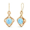 thumbnail image 2 of 6mm Rond Larimar 925 Argent Sterling Vermeil Fil Délicate Femmes Boucles d'Oreilles de Fiançailles, 2 of 4
