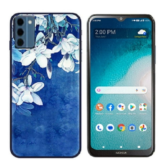 Phone Case for Nokia C300 (Straight Talk/ TracFone/ Consumer Cellular), Flexible TPU Printed Design Cover Case (White Flower)